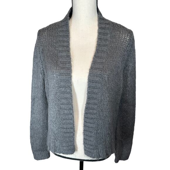 Wooden Ships Gray Open Front Semi Cropped Cardigan Wool Mohair‎ Small - Picture 1 of 7